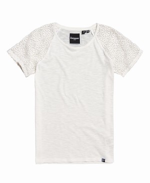 Superdry Elisa Lace Raglan Női Pólók Fehér | THRGX8230